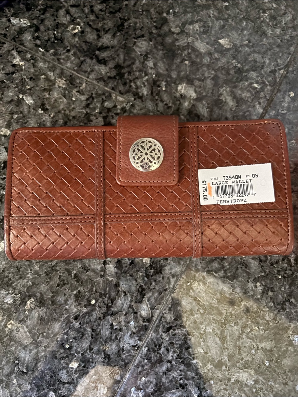 Brighton Woven Leather Large Wallet - Chestnut Brown